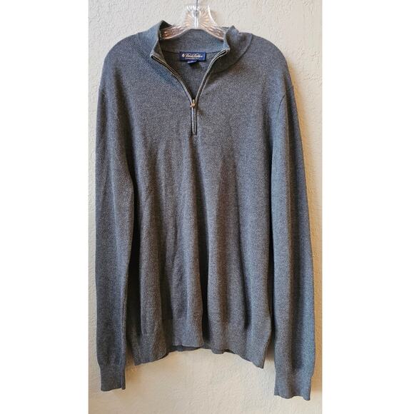 Brooks Brothers Cotton Blend Long Sleeve 1/4 Zip Pullover Sweater Gray Mens XL - Picture 1 of 3